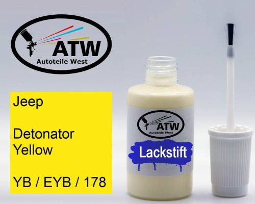 Jeep, Detonator Yellow, YB / EYB / 178: 20ml Lackstift, von ATW Autoteile West.